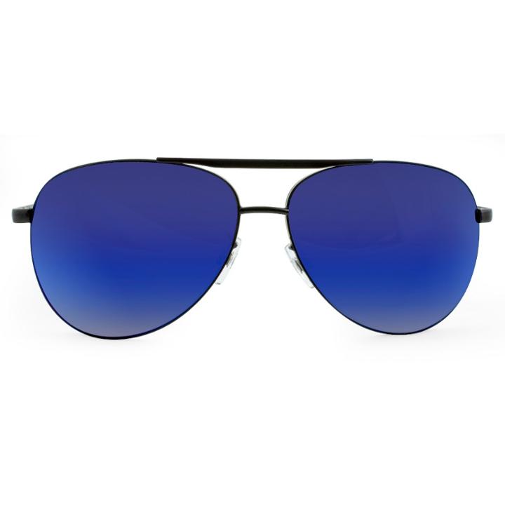 Target Men's Aviator Sunglasses With Blue Mirrored Lenses - Matte Black,