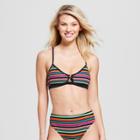 Women's Ribbed Triangle Bikini Top - Xhilaration Multi Stripe Xl,