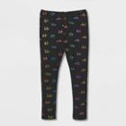 Toddler Girls' Foil Heart Leggings - Cat & Jack Black