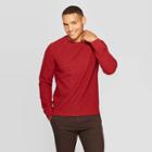 Men's Standard Fit Long Sleeve Textured Crew Neck Shirt - Goodfellow & Co Scarlet Mystery 2xl, Red