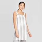 Women's Striped Sleeveless Square Neck Tunic Blouse - Prologue Gray