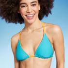 Women's Reversible Triangle Bikini Top - Wild Fable Blue/green