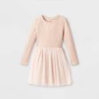 Girls' Long Sleeve Printed Cozy Tulle Dress - Cat & Jack Blush Pink