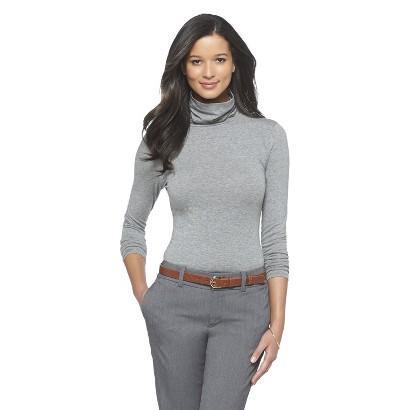 Merona Women's Long Sleeve Turtleneck Heather Grey