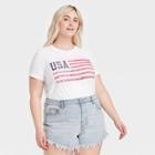 Grayson Threads Women's Plus Size Usa Flag Short Sleeve Graphic T-shirt - White