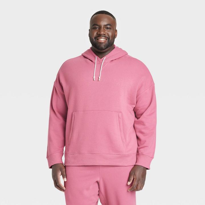 Men's Big Cotton Fleece Hooded Sweatshirt - All In Motion Ruby