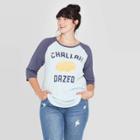 Well Worn Women's Challah Dazed Plus Size Raglan 3/4 Sleeve Sweater (juniors') - Blue 1x, Women's,