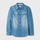 Boys' Long Sleeve Button-down Shirt - Cat & Jack Denim Blue