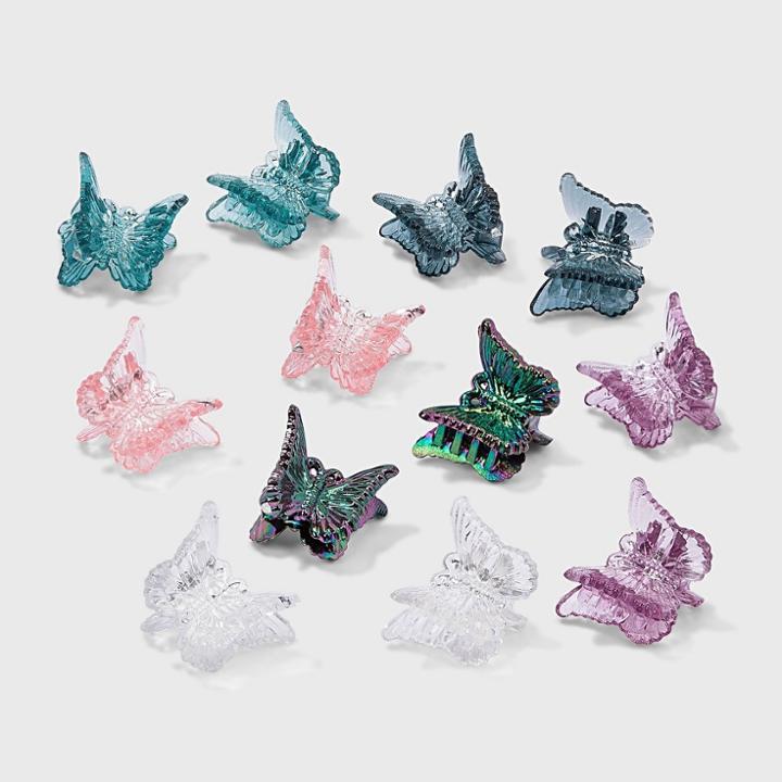 Girls' 12pk Butterfly Claw Clips - Art Class Teal/purple