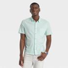 Men's Standard Fit Short Sleeve Button-down Shirt - Goodfellow & Co Aqua Green