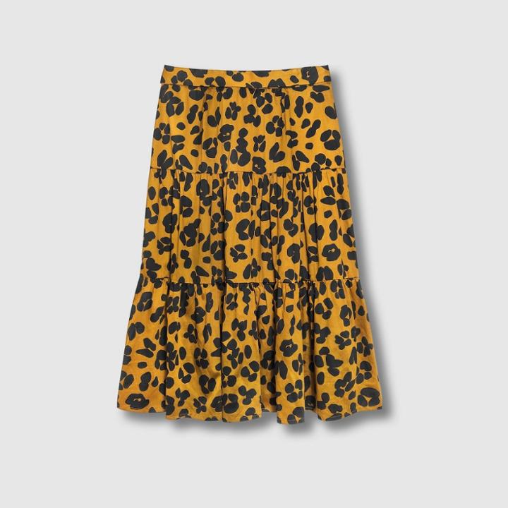 Women's Leopard Print Tiered A-line Maxi Skirt - Who What Wear Brown