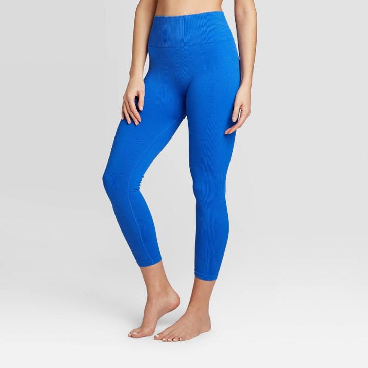 Women's Ribber 7/8 Seamless High-waisted Leggings - Joylab Blue