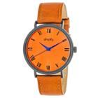 Simplify The 2900 Men's Leather Strap Watch - Black/orange