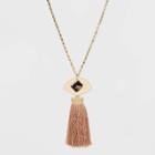 Pendant Silk Tassel Necklace - A New Day Blush, Women's, Gold