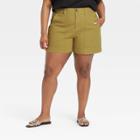 Women's Plus Size High-rise Shorts - A New Day Olive Green