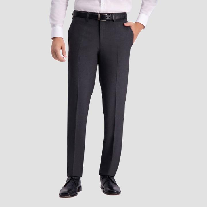 Haggar H26 Men's Slim Fit Premium Stretch Suit Pants - Charcoal Heather 32x30, Grey/grey