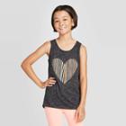Girls' Rainbow Heart Graphic Tank Top - Cat & Jack Charcoal S, Girl's, Size: