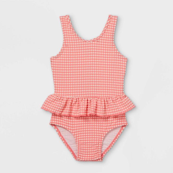 Toddler Girls' Bow Back One Piece Swimsuit - Cat & Jack Pink/white