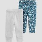 Baby Girls' 2pk Floral Pull-on Pants - Just One You Made By Carter's Gray/blue Newborn