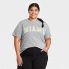 Grayson Threads Women's Plus Size Miami Short Sleeve Graphic T-shirt - Gray