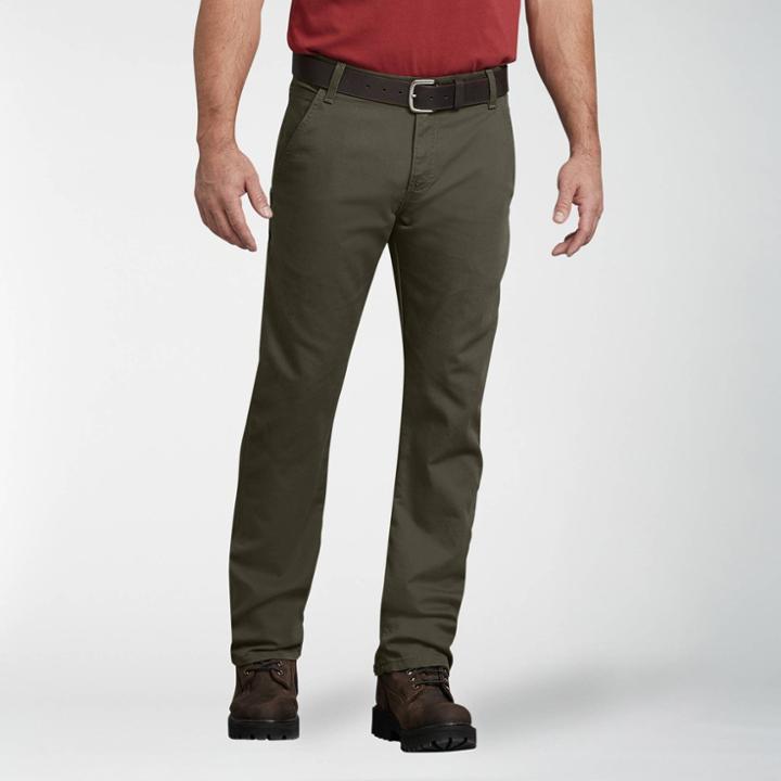Dickies Men's Flex Regular Fit Straight Leg Tough Max Duck Carpenter Pants - Green