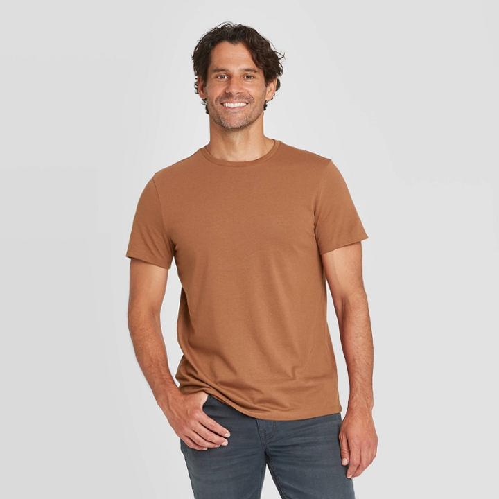 Men's Standard Fit Crew Neck T-shirt - Goodfellow & Co Brown