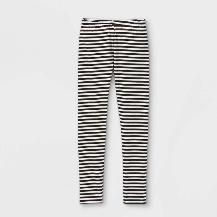 Girls' Striped Leggings - Cat & Jack Black/cream