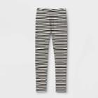 Girls' Striped Leggings - Cat & Jack Black/cream