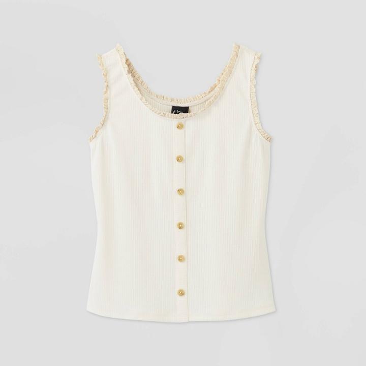 Girls' Button-front Rib Tank Top - Art Class Tan S, Girl's, Size: