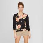 Women's Floral Any Day Cardigan Sweater - A New Day Black