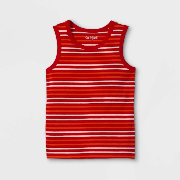 Toddler Boys' Striped Knit Tank Top - Cat & Jack Dark Red