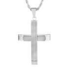 Men's Crucible Stainless Steel Layered Cross Pendant Necklace - Silver (24),