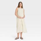 The Nines By Hatch Sleeveless Henley Placket Tiered Modal Maternity Dress Cream Floral Print