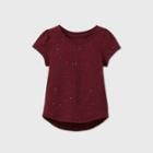 Toddler Girls' Short Sleeve Sparkle T-shirt - Cat & Jack Burgundy