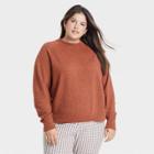 Women's Plus Size Crewneck Light Weight Pullover Sweater - A New Day Rust