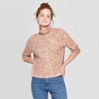 Women's Long Sleeve Mock Turtleneck Snit Sweatshirt - Universal Thread Brown