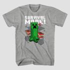 Boys' Minecraft 'survival Mode' Short Sleeve Graphic T-shirt - Gray