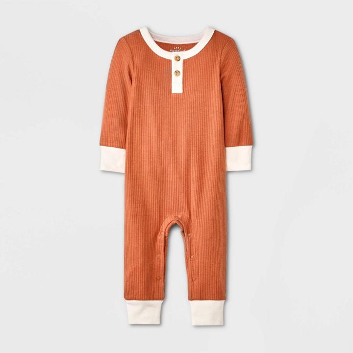 Baby Long Sleeve Romper - Cat & Jack Brown Newborn