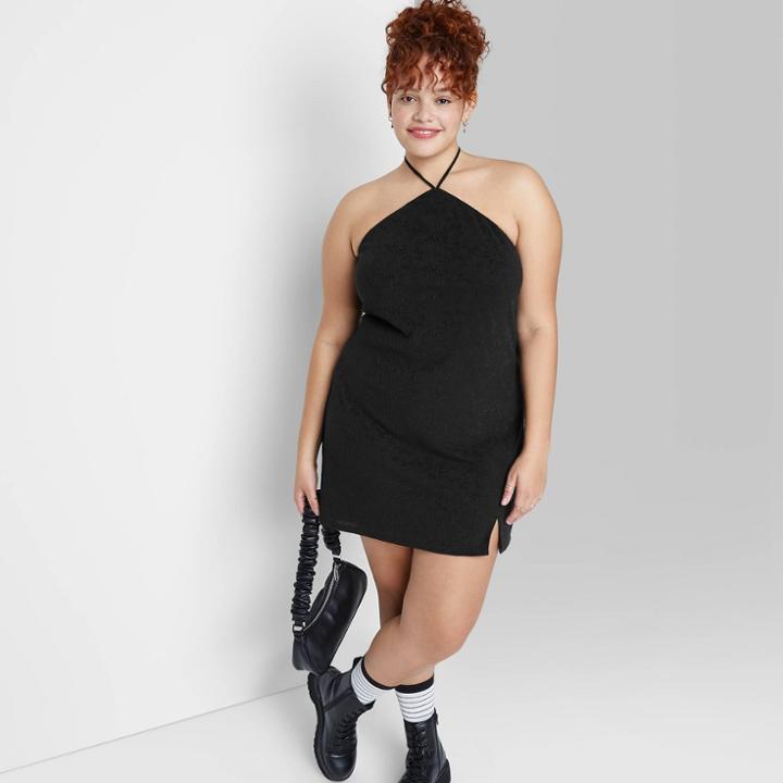 Women's Plus Size Sleeveless Side Slit Bodycon Dress - Wild Fable Black