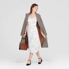 Women's Floral Print Sleeveless Scoop Neck Pleated Midi Dress - A New Day White