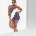 Women's Plus Size Strapless Colorblocked Terry Romper - Wild Fable Purple