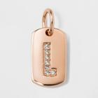 Sterling Silver Initial L Cubic Zirconia Pendant - A New Day Rose Gold, Size: Large, Rose Gold -