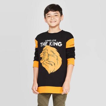 Boys' The Lion King Simba Long Live The King Crew Sweatshirt - Black