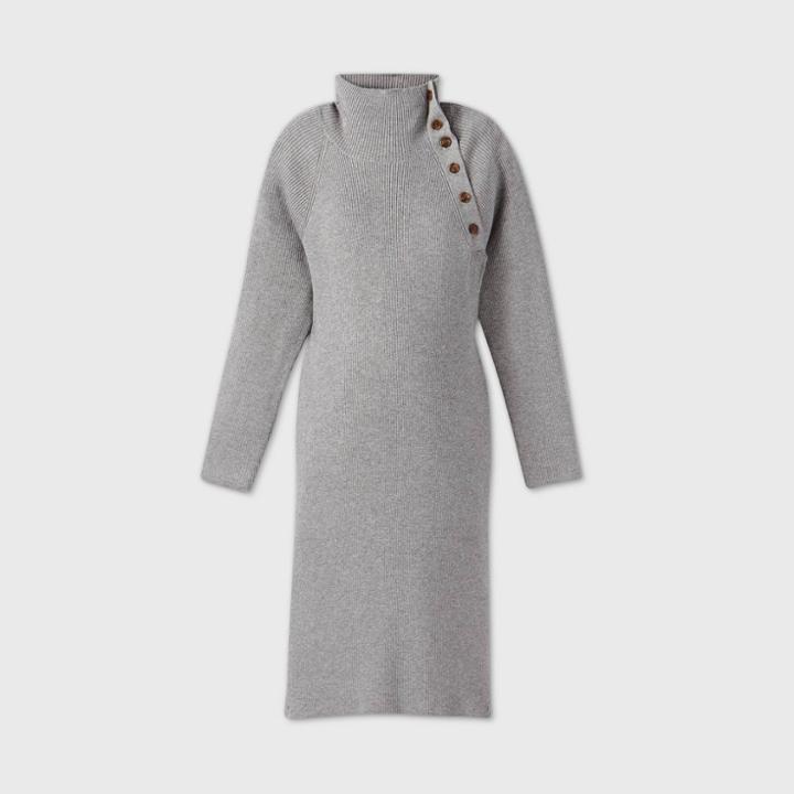 Maternity Long Sleeve Sweater Dress - Isabel Maternity By Ingrid & Isabel Gray