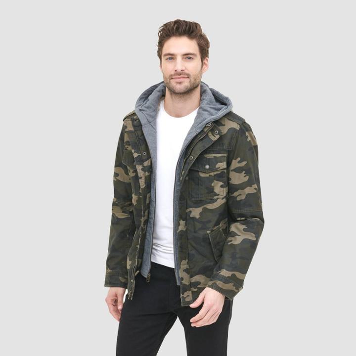 Levi's Men's Camo Print Cotton Sherpa Utility Field Jacket - Olive Green
