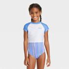 Girls' 2pc Taffy Striped Short Sleeve Rash Guard Set - Cat & Jack