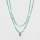 Two Row Triangular Stone Charm Layered Necklace - Universal Thread Mint,