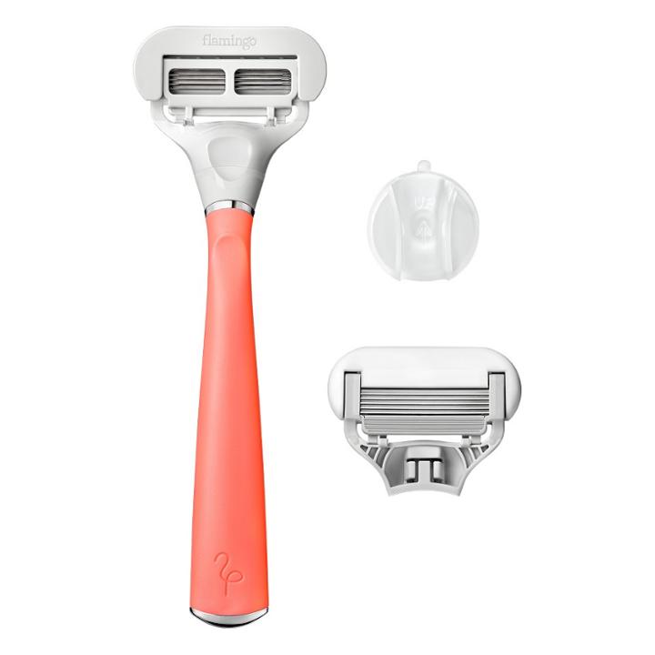 Flamingo Women's 5-blade Razor With Replacement Blade Cartridge - Pomelo