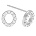 Journee Collection 1/5 Ct. T.w. Round-cut Cubic Zirconia Initial Stud Pave Set Earrings - Silver, O, Girl's, Silver