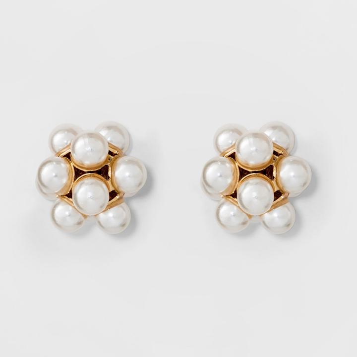 Simulated Pearl Stud Earrings - A New Day Gold